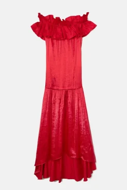 Silbon Vestido event collection volante Rojo Clearance