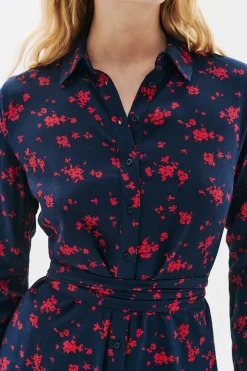 Caroll Vestido flores 100% viscosa Azul marino Sale