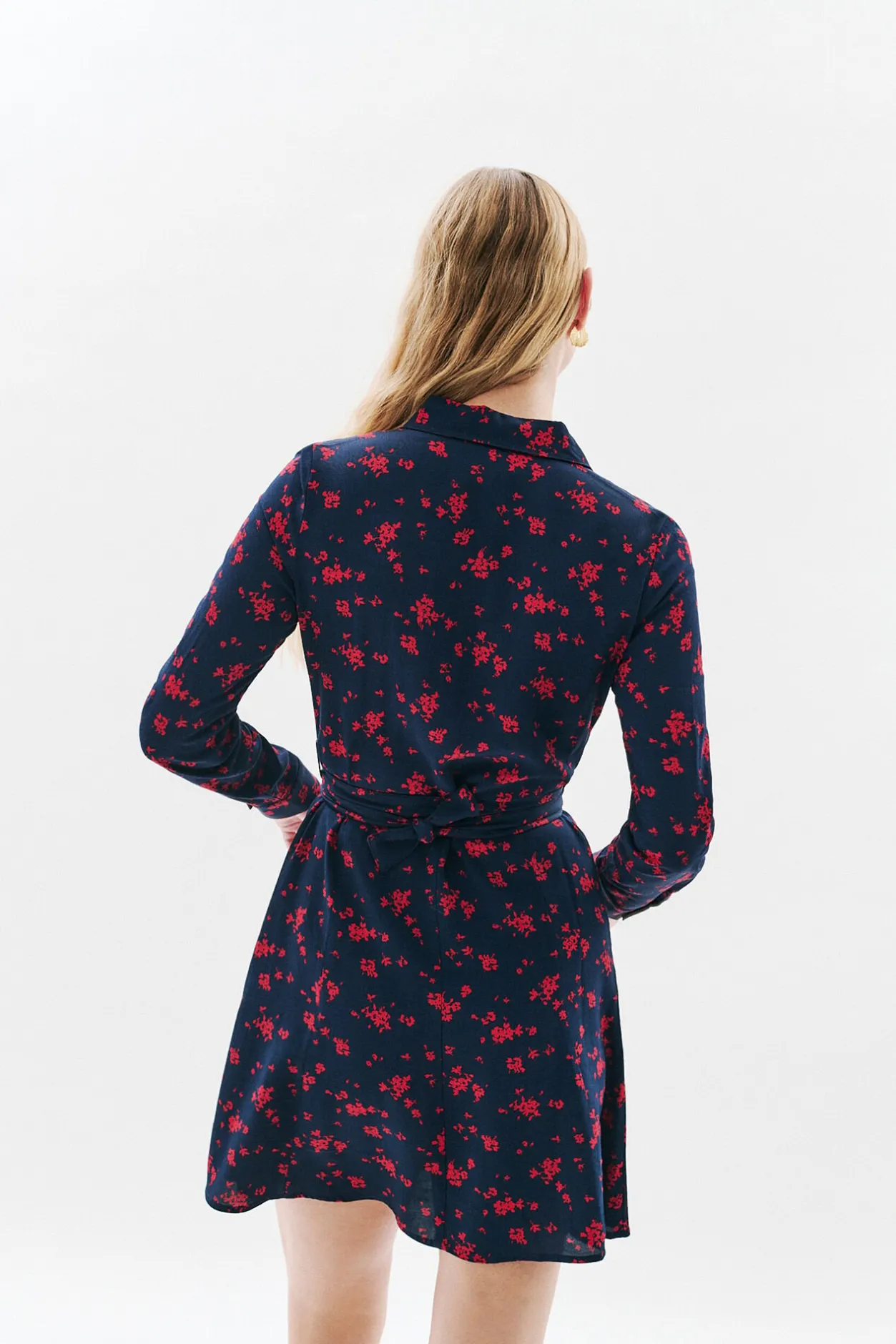 Caroll Vestido flores 100% viscosa Azul marino Sale