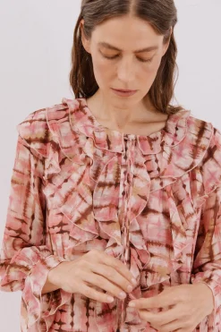 Cortefiel Vestido fluido volantes Multicolor Best