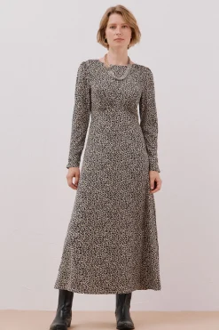 Cortefiel Vestido frunce pecho Estampado gris Best