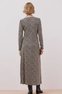 Cortefiel Vestido frunce pecho Estampado gris Best