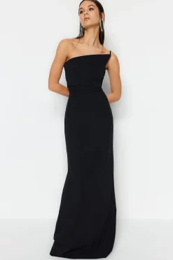 Trendyol Vestido largo asimétrico negro Outlet