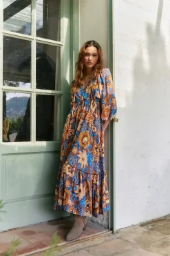 Jaase Vestido largo catalonia estampado tierra Multicolor Clearance