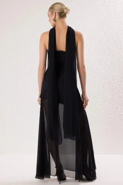 Trendyol Vestido largo con chal negro Hot