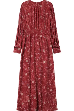 Grace & Mila Vestido largo con escote en pico Estampado rojo Discount