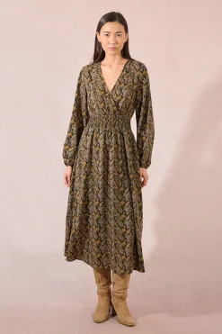 Molly Bracken Vestido largo con estampado y pliegues Multicolor Sale