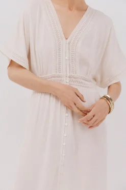 Cortefiel Vestido largo encaje Arena Outlet