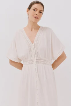 Cortefiel Vestido largo encaje Arena Outlet