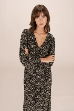 Grace & Mila Vestido largo envolvente Negro Outlet