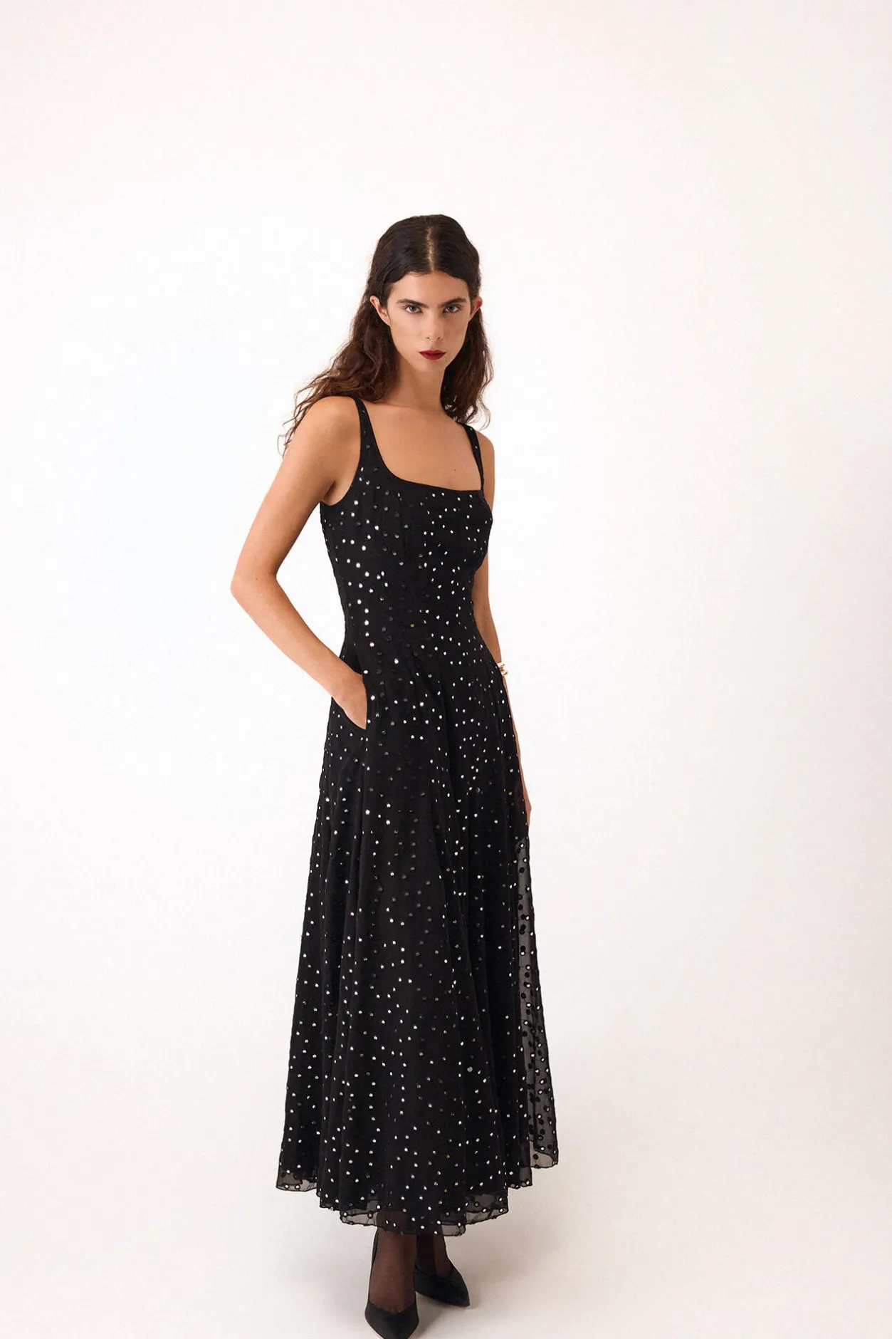 Pedro del Hierro Vestido largo espejos Negro New