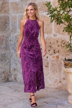 Polín Et Moi Vestido largo estampado Morado Outlet