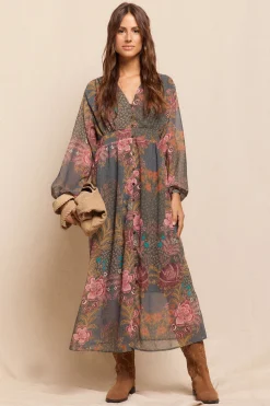 Slowlove Vestido largo estampado Estampado verde Best