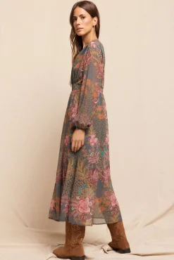 Slowlove Vestido largo estampado Estampado verde Best