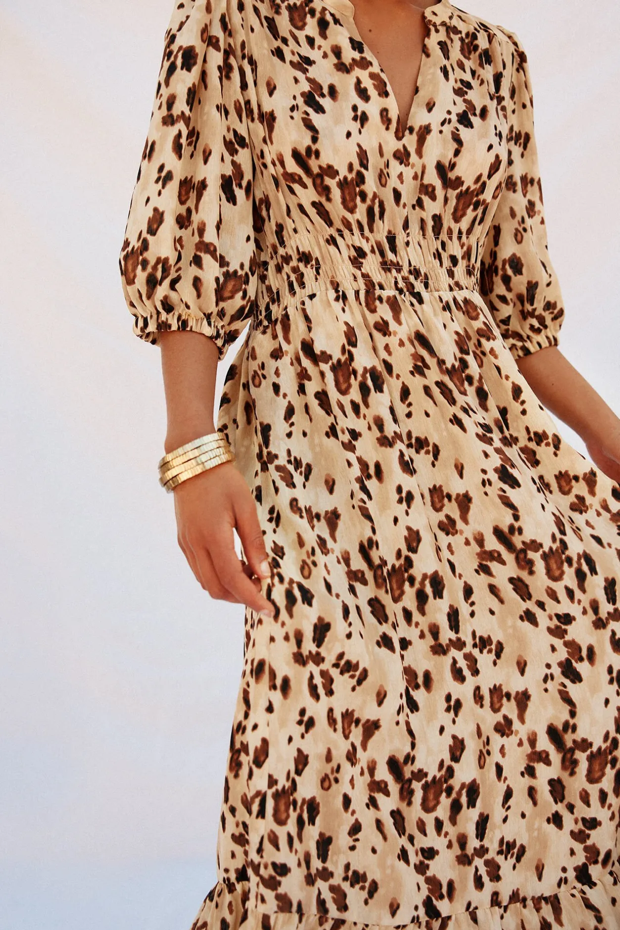 Cortefiel Vestido largo estampado ajustado Multicolor Best