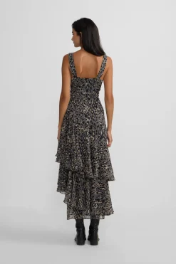 Silbon Vestido largo estampado animal print Estampado azul Sale