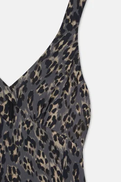 Silbon Vestido largo estampado animal print Estampado azul Sale