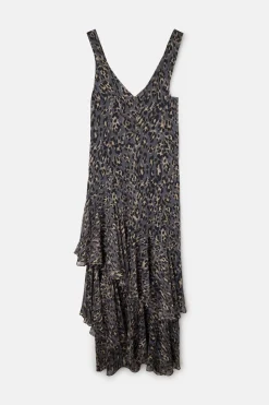 Silbon Vestido largo estampado animal print Estampado azul Sale