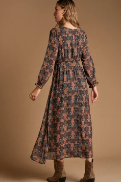 Polín Et Moi Vestido largo estampado esmeralda Multicolor Clearance