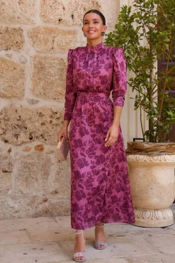 Polín Et Moi Vestido largo estampado Lena Fucsia