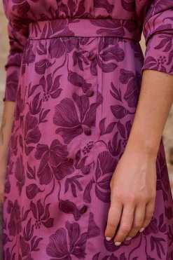 Polín Et Moi Vestido largo estampado Lena Fucsia