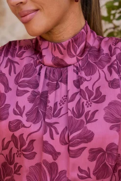 Polín Et Moi Vestido largo estampado Lena Fucsia