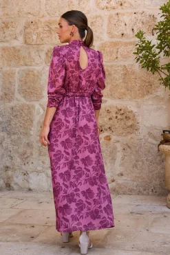 Polín Et Moi Vestido largo estampado Lena Fucsia