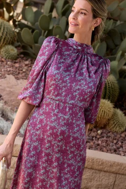 Polín Et Moi Vestido largo estampado MIN Morado Outlet