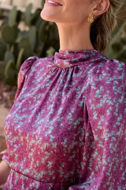 Polín Et Moi Vestido largo estampado MIN Morado Outlet