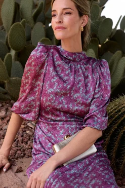 Polín Et Moi Vestido largo estampado MIN Morado Outlet