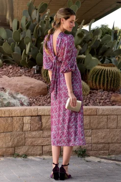 Polín Et Moi Vestido largo estampado MIN Morado Outlet