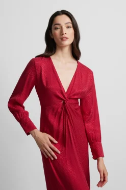 Silbon Vestido largo nudo jacquard Rojo Sale