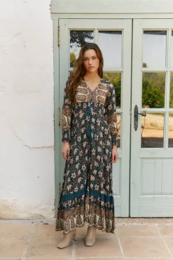 Jaase Vestido largo Sabrina estampado monarch Estampado azul Clearance