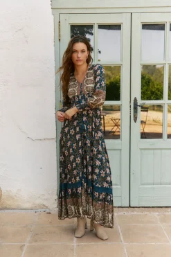 Jaase Vestido largo Sabrina estampado monarch Estampado azul Clearance