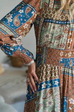 Jaase Vestido largo Sabrina estampado Izabelle Estampado marr&oacute;n Outlet