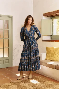 Jaase Vestido largo Stephanie estampado adeline Azul New