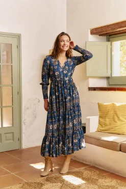 Jaase Vestido largo Stephanie estampado adeline Azul New