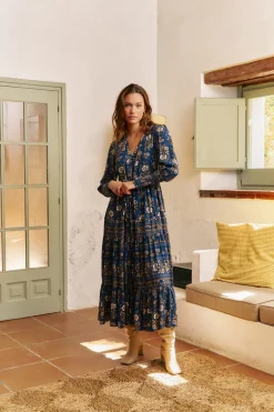 Jaase Vestido largo Stephanie estampado adeline Azul New