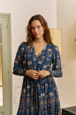 Jaase Vestido largo Stephanie estampado adeline Azul New