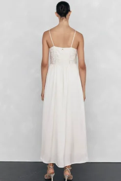 Pedro del Hierro Vestido lencero detalle frunces Beige Discount