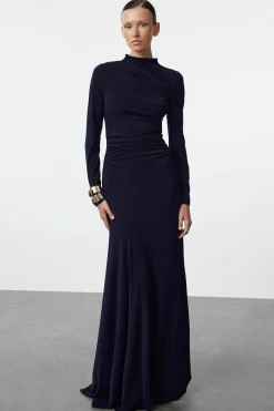 Trendyol Vestido maxi de cuello alto azul Discount