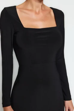 Trendyol Vestido maxi de punto negro Online
