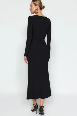 Trendyol Vestido maxi de punto negro Online