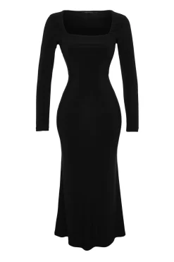 Trendyol Vestido maxi de punto negro Online