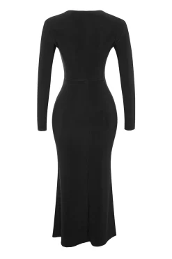 Trendyol Vestido maxi de punto negro Online