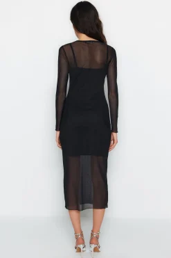 Trendyol Vestido midi ajustado negro Online