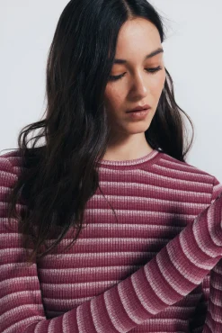 Springfield Vestido midi ajustado estructura rayas burdeos Best