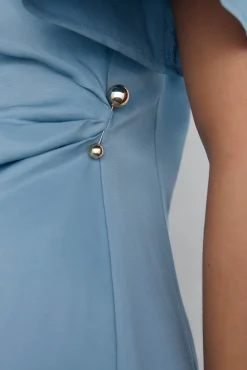 Pedro del Hierro Vestido midi asimétrico aplique Azul Hot