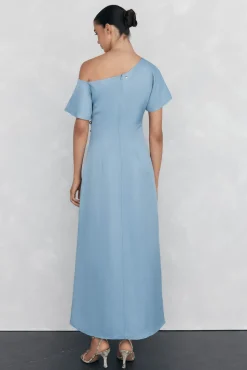 Pedro del Hierro Vestido midi asimétrico aplique Azul Hot