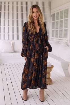 Jaase Vestido midi Boheme estampado milan Estampado marr&oacute;n Best